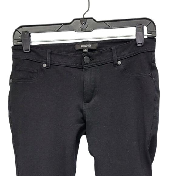 Active USA Womens Black Faux Pockets Medium Rayon Nylon Spandex Jeggings - Picture 2 of 4